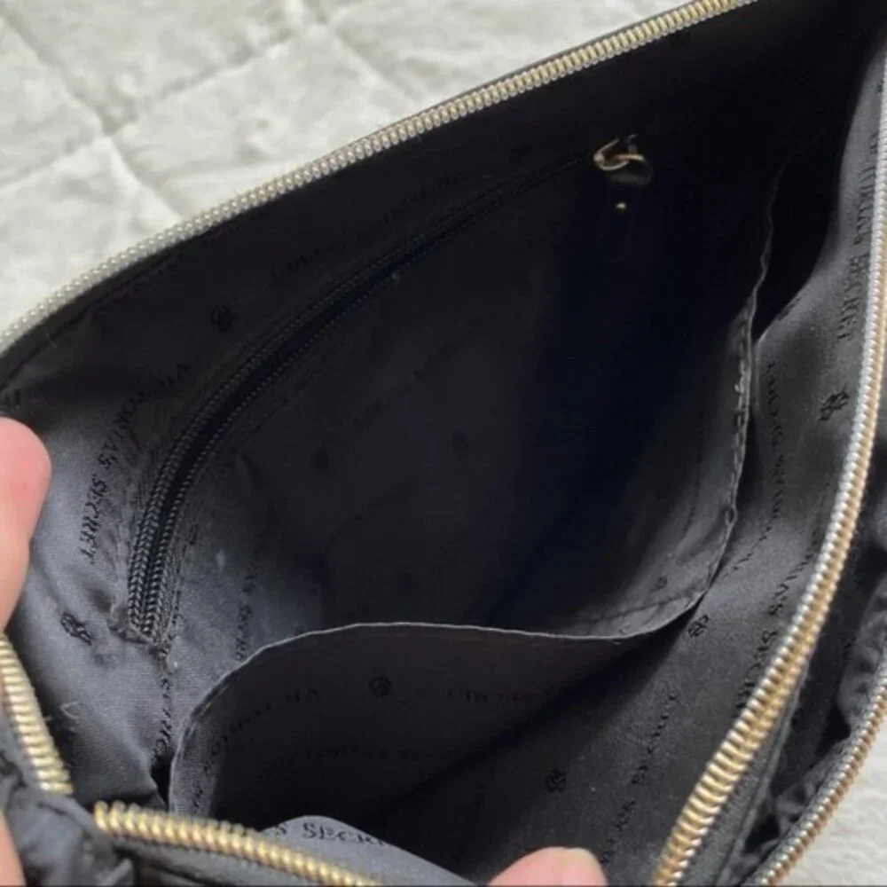 Victoria’s Secret | Black & Gold Satin Double Zip | Cosmetics Case